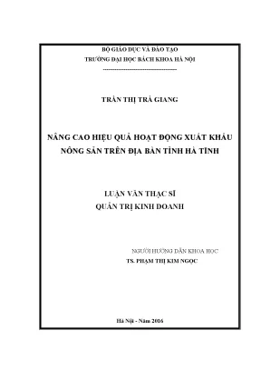 Nâng Cao Hiệu Quả Xuất Khẩu Nông Sản Tại Tỉnh Hà Tĩnh