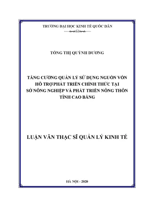 Tăng Cường Quản Lý Sử Dụng Nguồn Vốn Hỗ Trợ Phát Triển 