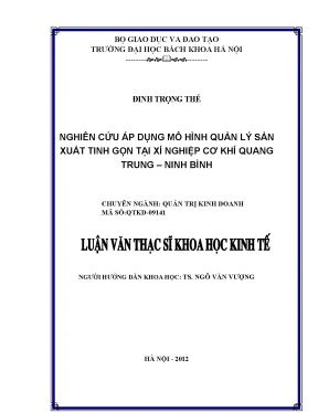 Mô Hình Quản Lý Sản Xuất Tinh Gọn Tại Xí Nghiệp Cơ Khí