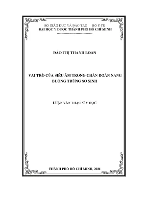 Vai Trò Của Siêu Âm Trong Chẩn Đoán Nang Buồng Trứng Sơ Sinh