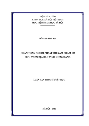 Nghiên Cứu Nhân Thân Người Phạm Tội Xâm Phạm Sở Hữu Tại