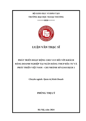 Phát Triển Hoạt Động Cho Vay Doanh Nghiệp Tại Ngân Hàng