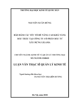 Nâng Cao Khả Năng Đấu Thầu Tại Công Ty Cổ Phần Đầu Tư