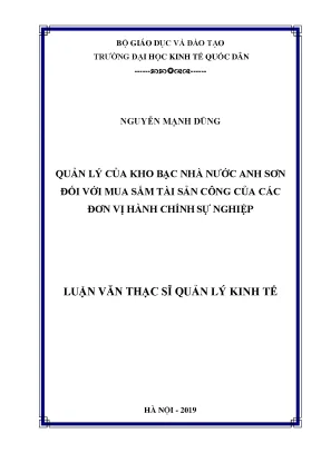Quản Lý Mua Sắm Tài Sản Công Tại Kho Bạc Nhà Nước Anh Sơn