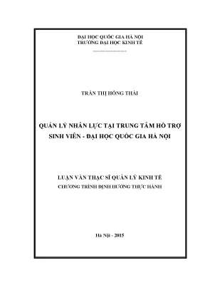 Quản Lý Nhân Lực Tại Trung Tâm Hỗ Trợ Sinh Viên - ĐHQGHN