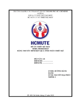Thiết Kế Hệ Thống Vít Tải Tại Trường Đại Học Sư Phạm Kỹ 