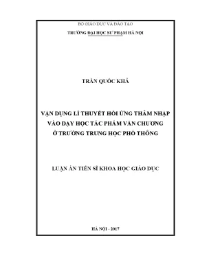 Vận Dụng Lí Thuyết Hồi Ứng Thâm Nhập Trong Dạy Học Văn 