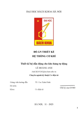 Thiết Kế Hệ Dẫn Động Cho Kho Hàng Tự Động Tại Đại Học
