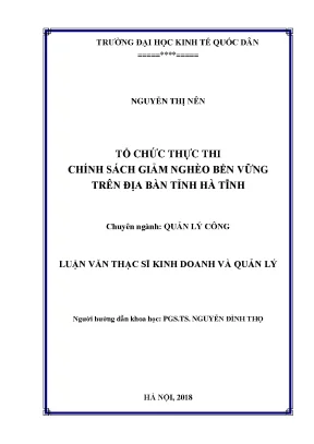 Tổ chức thực thi chính sách giảm nghèo bền vững trên địa bàn tỉnh hà tĩnh