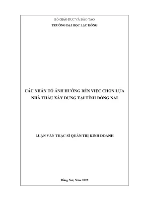 Nhân Tố Ảnh Hưởng Đến Việc Chọn Lựa Nhà Thầu Xây Dựng
