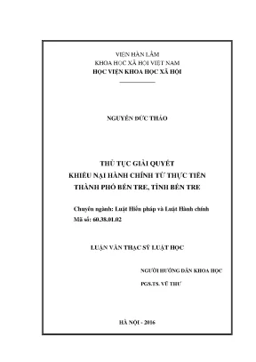Thủ Tục Giải Quyết Khiếu Nại Hành Chính Tại Thành Phố