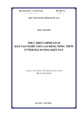 Chính Sách Đào Tạo Nghề Cho Lao Động Nông Thôn Tại Tỉnh
