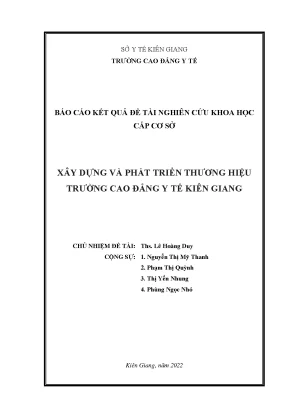 Nghiên Cứu Phát Triển Thương Hiệu Trường Cao Đẳng Y Tế 