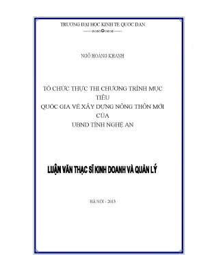 Tổ Chức Thực Thi Chương Trình Mục Tiêu Quốc Gia Về Xây 