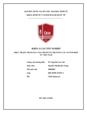 Thực Trạng Tham Gia Chuỗi Giá Trị Ngành Điện Tử Việt Nam