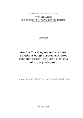 Nghiên Cứu Phân Vùng Chất Lượng Nước Sông Nhuệ và Sông Đáy