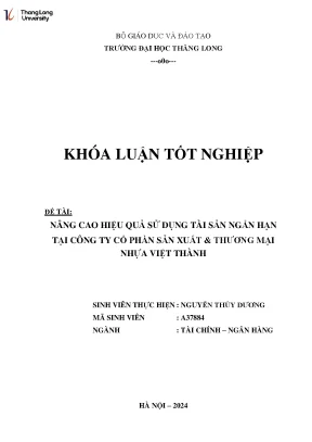Nâng Cao Hiệu Quả Sử Dụng Tài Sản Ngắn Hạn Tại Công Ty
