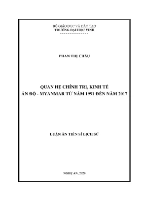 Quan hệ chính trị và kinh tế Ấn Độ - Myanmar