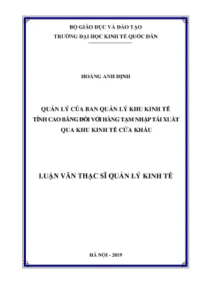 Quản Lý Hàng Tạm Nhập Tái Xuất Tại Khu Kinh Tế Cửa Khẩu 