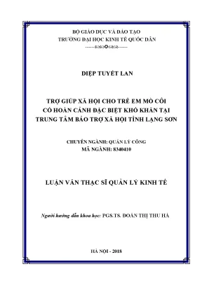 Trợ Giúp Xã Hội Cho Trẻ Em Mồ Côi Tại Lạng Sơn: Nghiên
