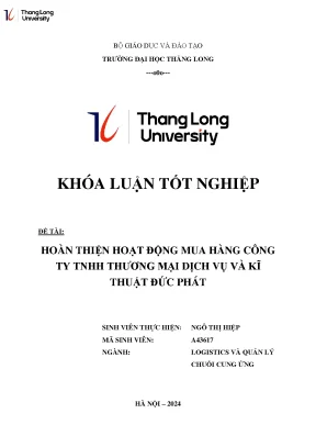 Hoàn Thiện Hoạt Động Mua Hàng Tại Công Ty TNHH Thương 
