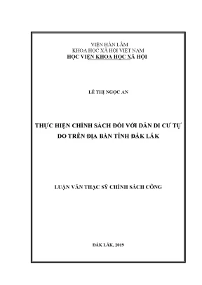 Chính Sách Đối Với Dân Di Cư Tự Do Tại Tỉnh Đắk Lắk