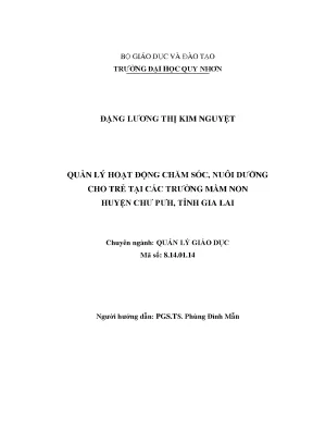Quản Lý Hoạt Động Chăm Sóc, Nuôi Dưỡng Trẻ Mầm Non Tại