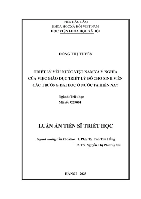 Giáo Dục Triết Lý Yêu Nước Việt Nam Cho Sinh Viên Đại Học