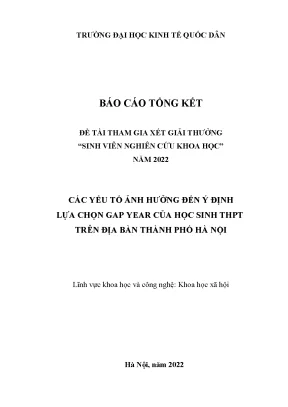 Yếu Tố Ảnh Hưởng Đến Quyết Định Gap Year Của Học Sinh