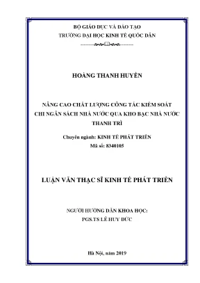 Nâng cao chất lượng kiểm soát chi ngân sách nhà nước tại
