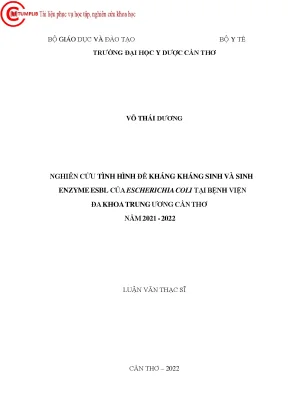 Nghiên Cứu Đề Kháng Kháng Sinh và Enzyme ESBL của 