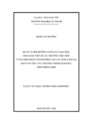 Quản Lý Bồi Dưỡng Năng Lực Dạy Học Cho Giáo Viên Tiểu