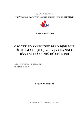 Yếu Tố Ảnh Hưởng Đến Ý Định Mua Bảo Hiểm Xã Hội Tự