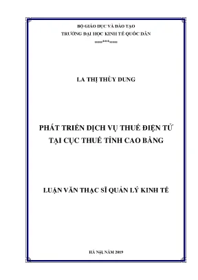Phát Triển Dịch Vụ Thuế Điện Tử Tại Cục Thuế Tỉnh Cao Bằng