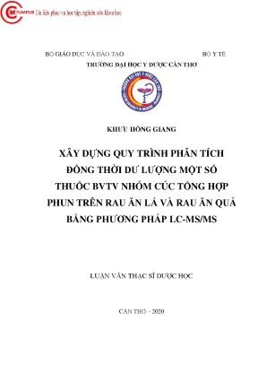 Nghiên Cứu Quy Trình Phân Tích Dư Lượng Thuốc BVTV Nhóm 