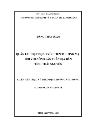 Quản Lý Hoạt Động Xúc Tiến Thương Mại Nông Sản Tại Tỉnh