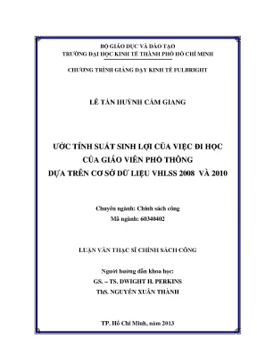Suất Sinh Lợi Của Việc Đi Học Của Giáo Viên Phổ Thông