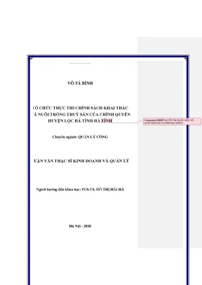 Tổ Chức Thực Thi Chính Sách Khai Thác và Nuôi Trồng Thủy