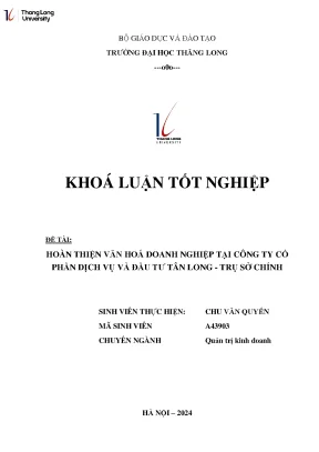 Hoàn Thiện Văn Hóa Doanh Nghiệp Tại Công Ty Cổ Phần Dịch