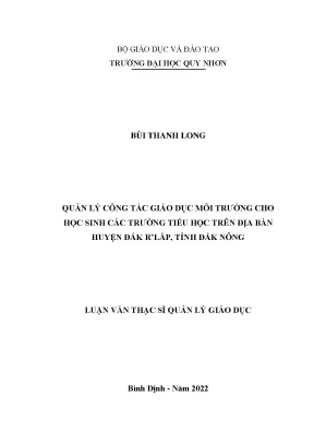 Quản Lý Giáo Dục Môi Trường Cho Học Sinh Tiểu Học Tại