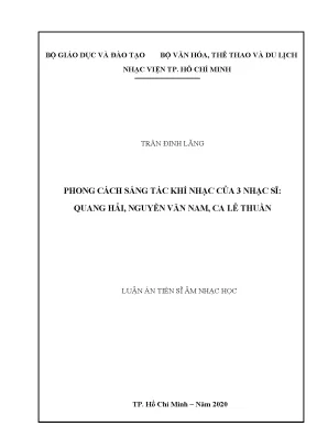 Phong cách sáng tác khí nhạc của 3 nhạc sĩ quang hải nguyễn văn nam ca lê thuần