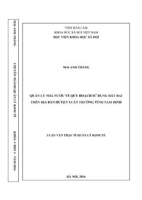 Quản Lý Nhà Nước Về Quy Hoạch Sử Dụng Đất Đai Tại Huyện