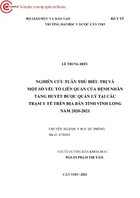 Nghiên Cứu Tuân Thủ Điều Trị Tăng Huyết Áp Tại Vĩnh Long