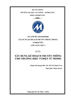 Kế Hoạch Truyền Thông Cho Thương Hiệu Ví Điện Tử MoMo