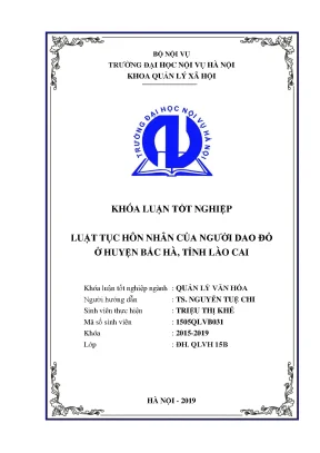 Luật Tục Hôn Nhân Của Người Dao Đỏ Tại Bắc Hà, Lào Cai