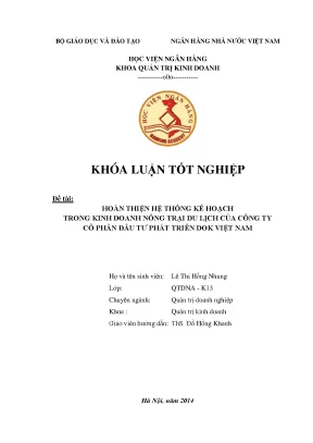 Hoàn thiện hệ thống kế hoạch kinh doanh nông trại du