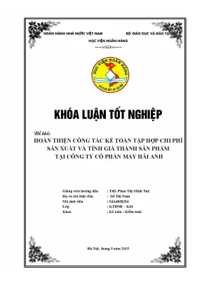 Hoàn thiện kế toán chi phí sản xuất và tính giá thành