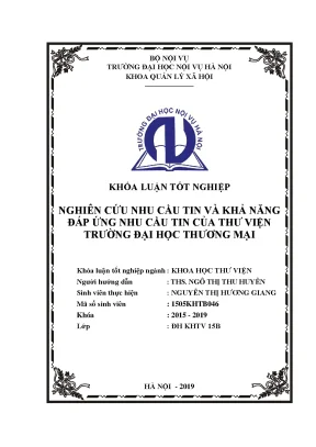 Nghiên Cứu Nhu Cầu Tin và Khả Năng Đáp Ứng của Thư Viện