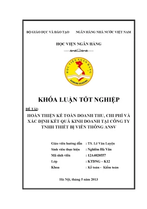 Hoàn thiện kế toán doanh thu và chi phí tại Công ty TNHH