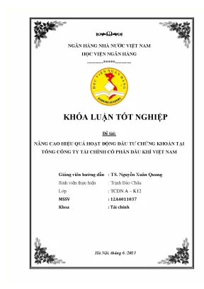 Nâng Cao Hiệu Quả Đầu Tư Chứng Khoán Tại Tổng Công Ty